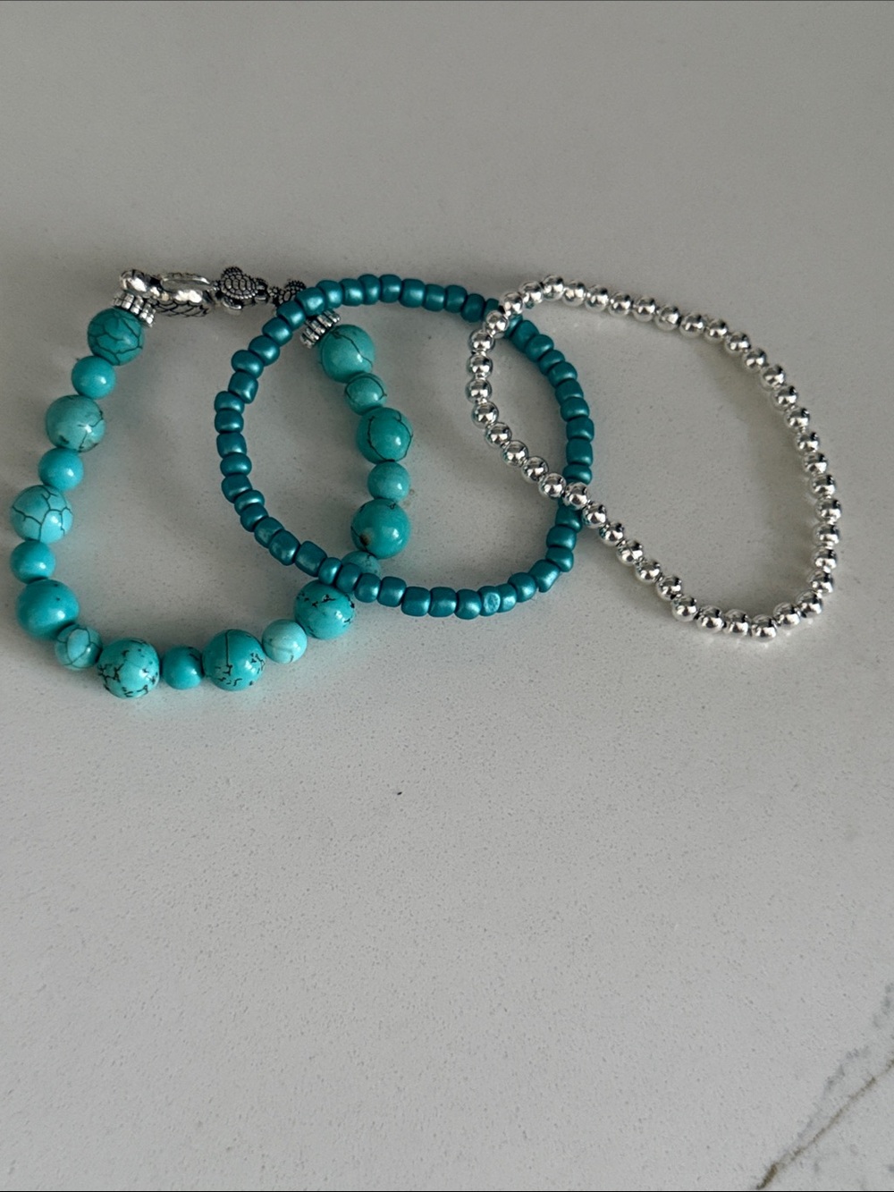 Turquoise Turtle Stackable Beaded Bracelet Set - Picture 4 of 5